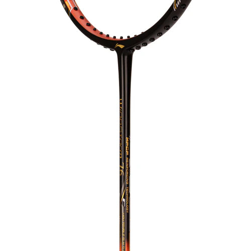 Li-Ning Windstorm 76 Black / Orange / Gold Badminton Racket Unstrung by Li-Ning - back view - TopCricketStore