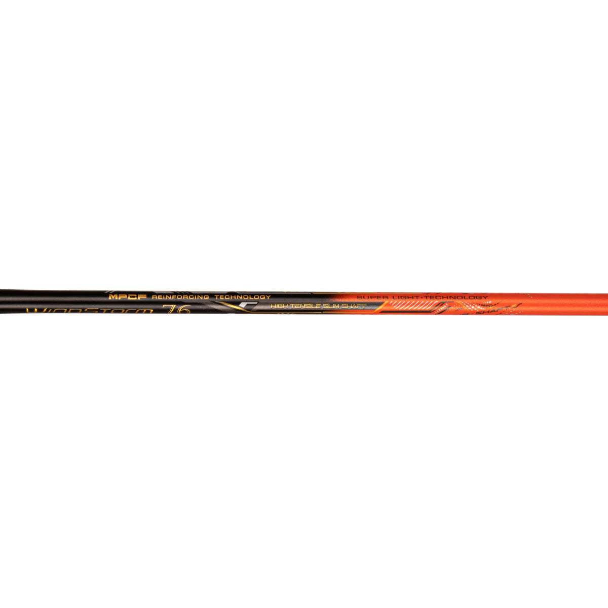 Li-Ning Windstorm 76 Black / Orange / Gold Badminton Racket Unstrung by Li-Ning - close-up detail - TopCricketStore