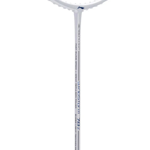 Li-Ning Windstorm 78 S White / Blue Badminton Racket Unstrung by Li-Ning - back view - TopCricketStore