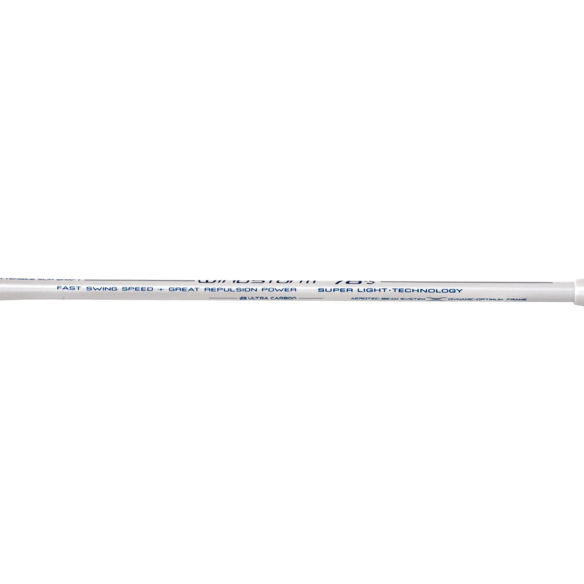 Li-Ning Windstorm 78 S White / Blue Badminton Racket Unstrung by Li-Ning - close-up detail - TopCricketStore