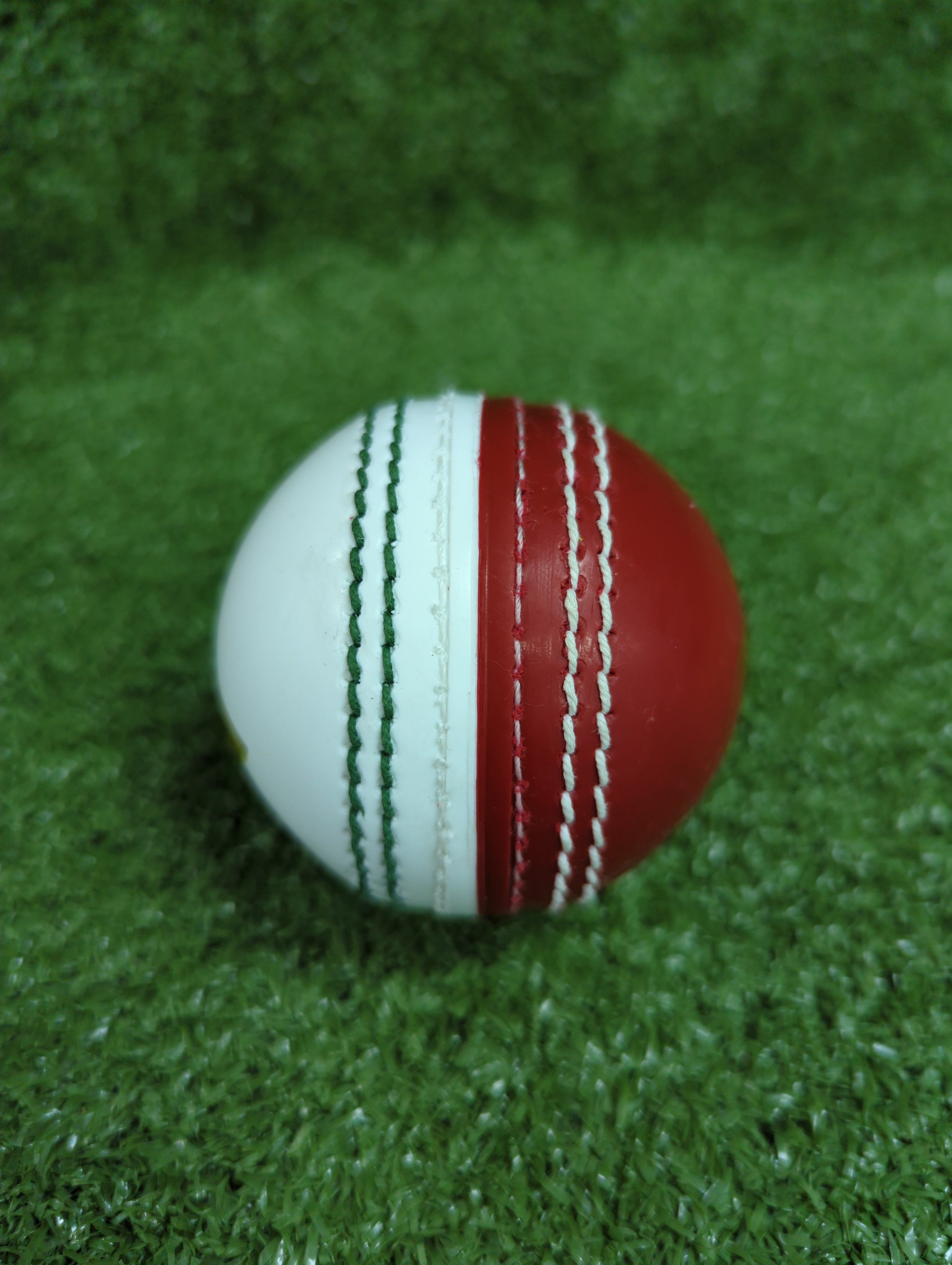 Raydn Incredible PU Red and White Synthetic Cricket Ball - 110 Grams - Side