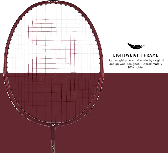 Yonex GR-303i Dark Red Badminton Racket Prestrung - Made in India by Yonex - close-up detail - TopCricketStore