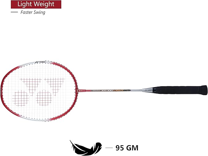 Yonex ZR-100 Light Red Badminton Racket Prestrung - Made in India by Yonex - back view - TopCricketStore