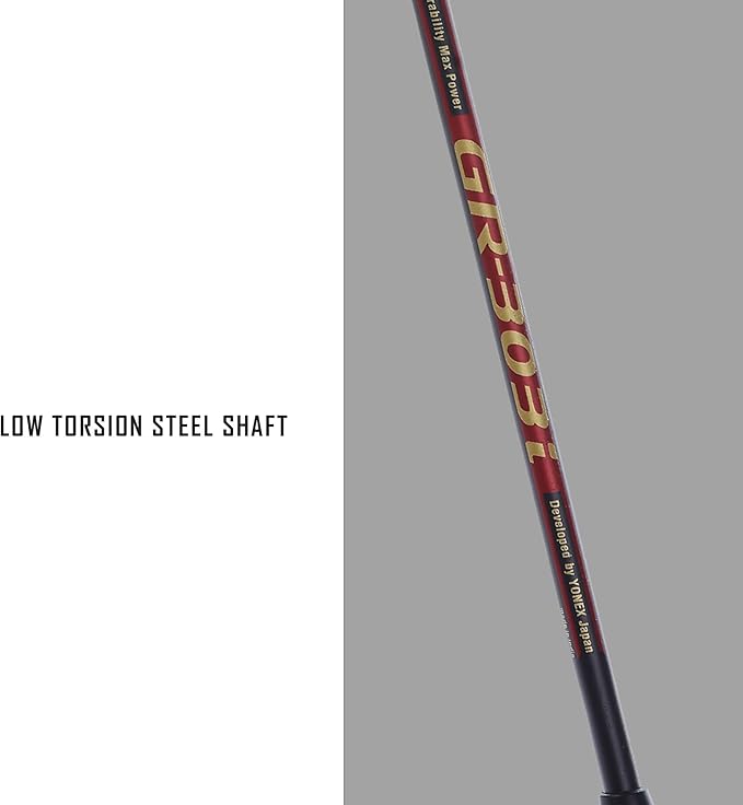 Yonex GR-303i Dark Red Badminton Racket Prestrung - Made in India by Yonex - packaging view - TopCricketStore
