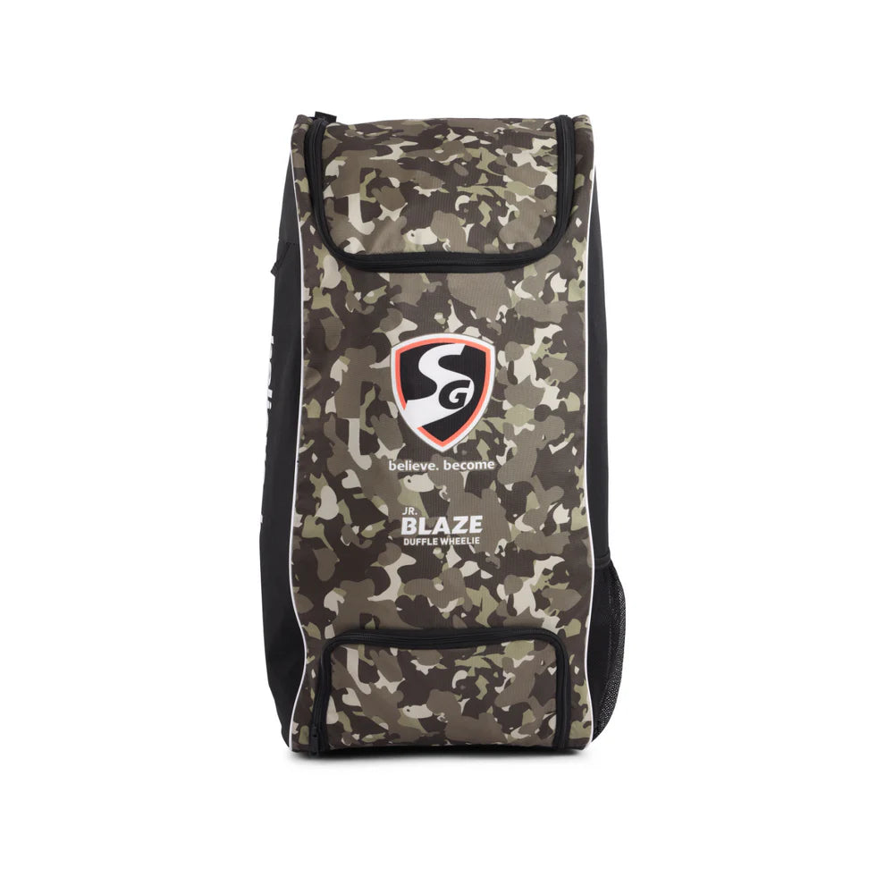 Camouflage backpack with a logo on a white background