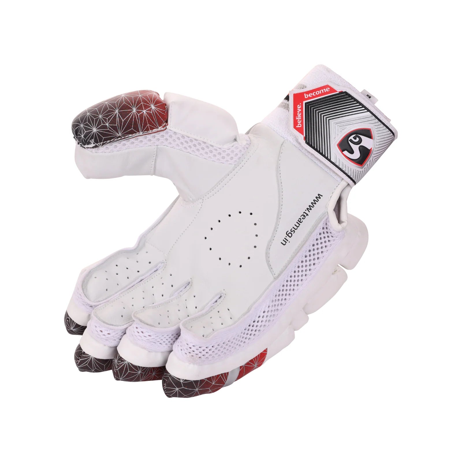 SG Prosoft Adult Cricket Batting Gloves Red by SG - close-up detail - TopCricketStore