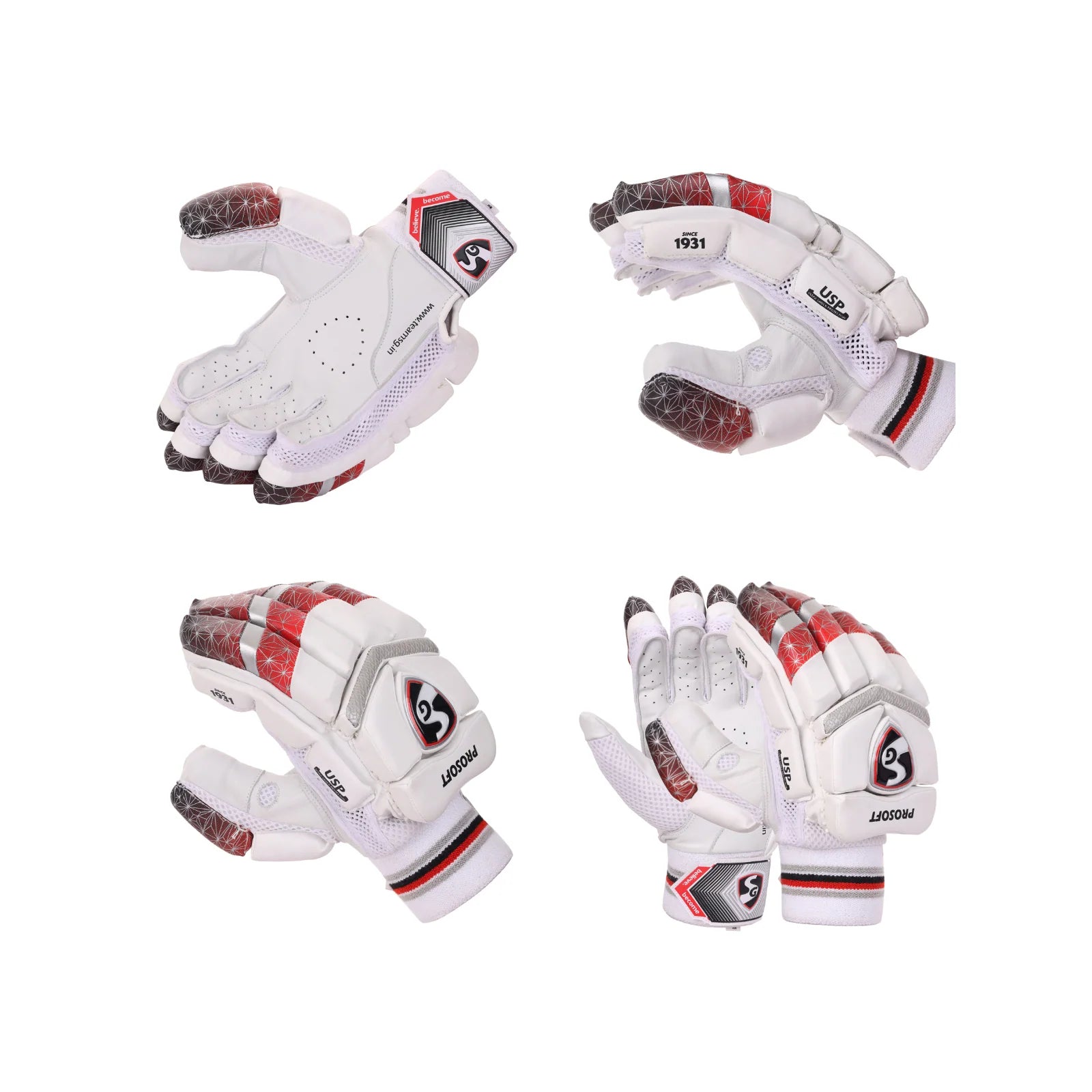 SG Prosoft Junior / Youth Cricket Batting Gloves Red