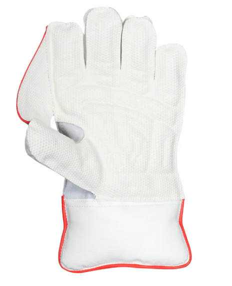 White glove with red trim on a white background