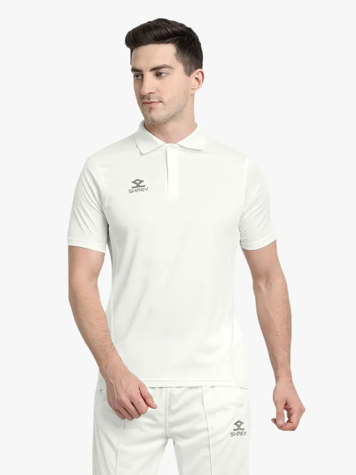 Shrey Match 2.0 Whites Short Sleeves Junior/Youth Cricket Shirt