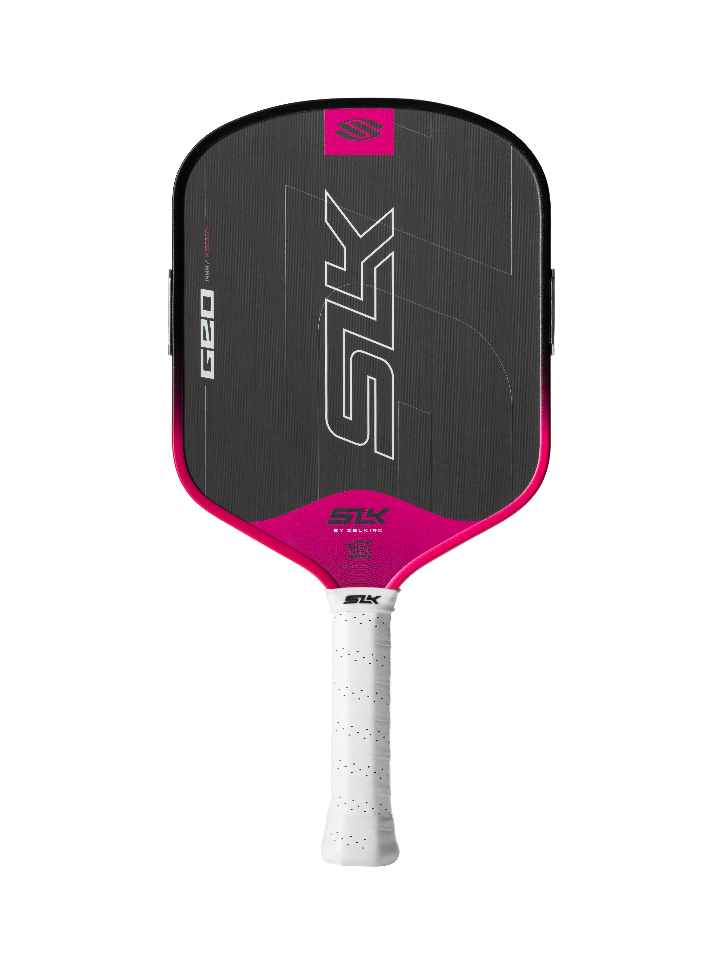 SLK Geo pickleball paddle by Selkirk, Widebody shape in Pink, full face view