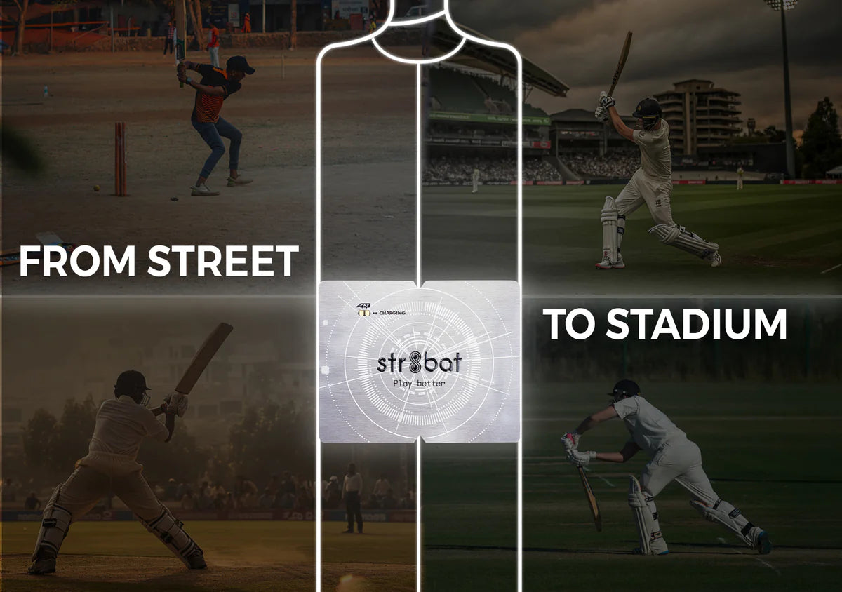 Cricket player using Str8bat sensor for real-time batting stats and technique analysis