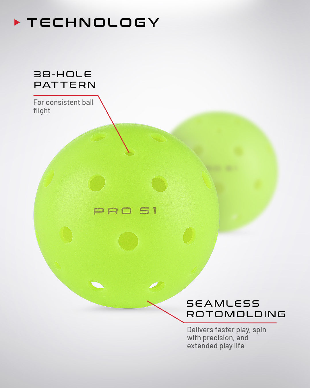 Diagram of the Selkirk Pro S1 pickleball ball construction and hole placement technology
