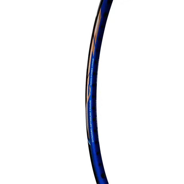 Li-Ning IGNITE 8 (Black Blue OldGold) Badminton Racket Prestrung by Li-Ning - close-up detail - TopCricketStore