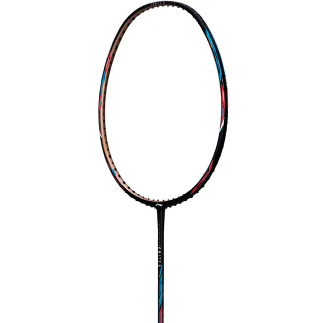Li-Ning IGNITE 8 (Black MapleRed RealTeal) Badminton Racket Prestrung by Li-Ning - in-use view - TopCricketStore