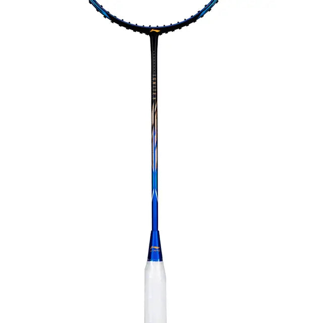 Li-Ning IGNITE 8 (Black Blue OldGold) Badminton Racket Prestrung by Li-Ning - in-use view - TopCricketStore