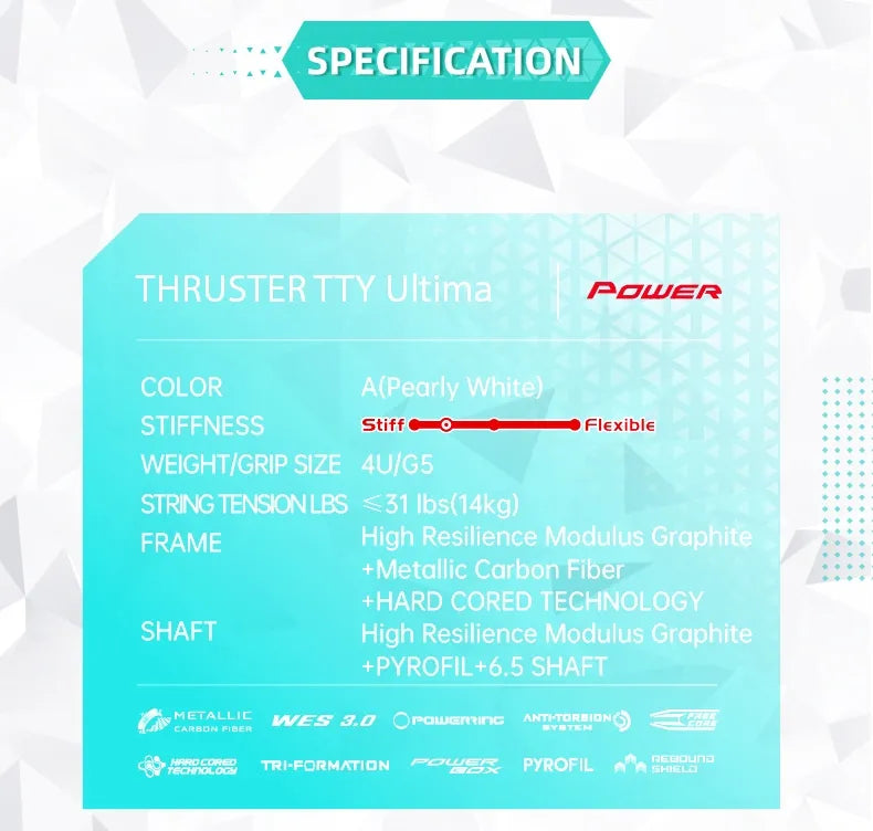 Victor Thruster TK-TTY Tai Tzu Ying Signature Badminton Racket - 4U White by Victor - view 14 - TopCricketStore