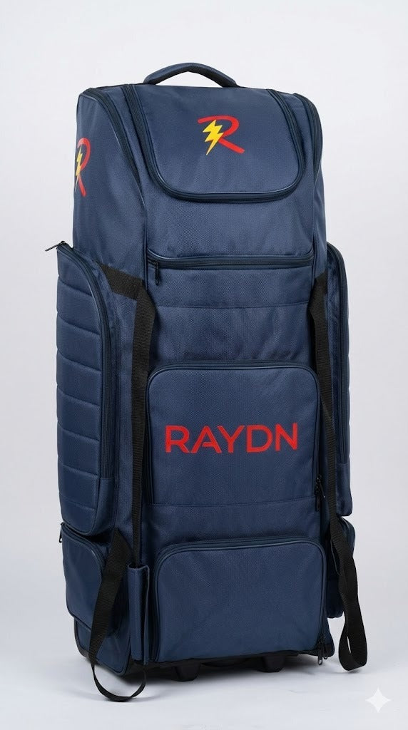 Raydn Players Wheelie Premium Adult Cricket Kit Bag (Navy Blue / Black)