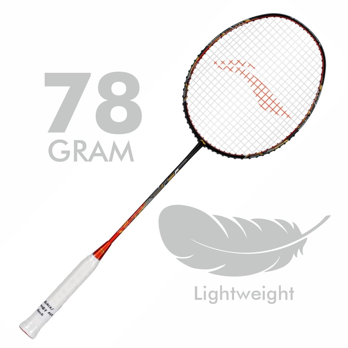 Li-Ning Air Force 78 G3 Badminton Racket Prestrung (Black/Orange Red/Gold) by Li-Ning - view 7 - TopCricketStore