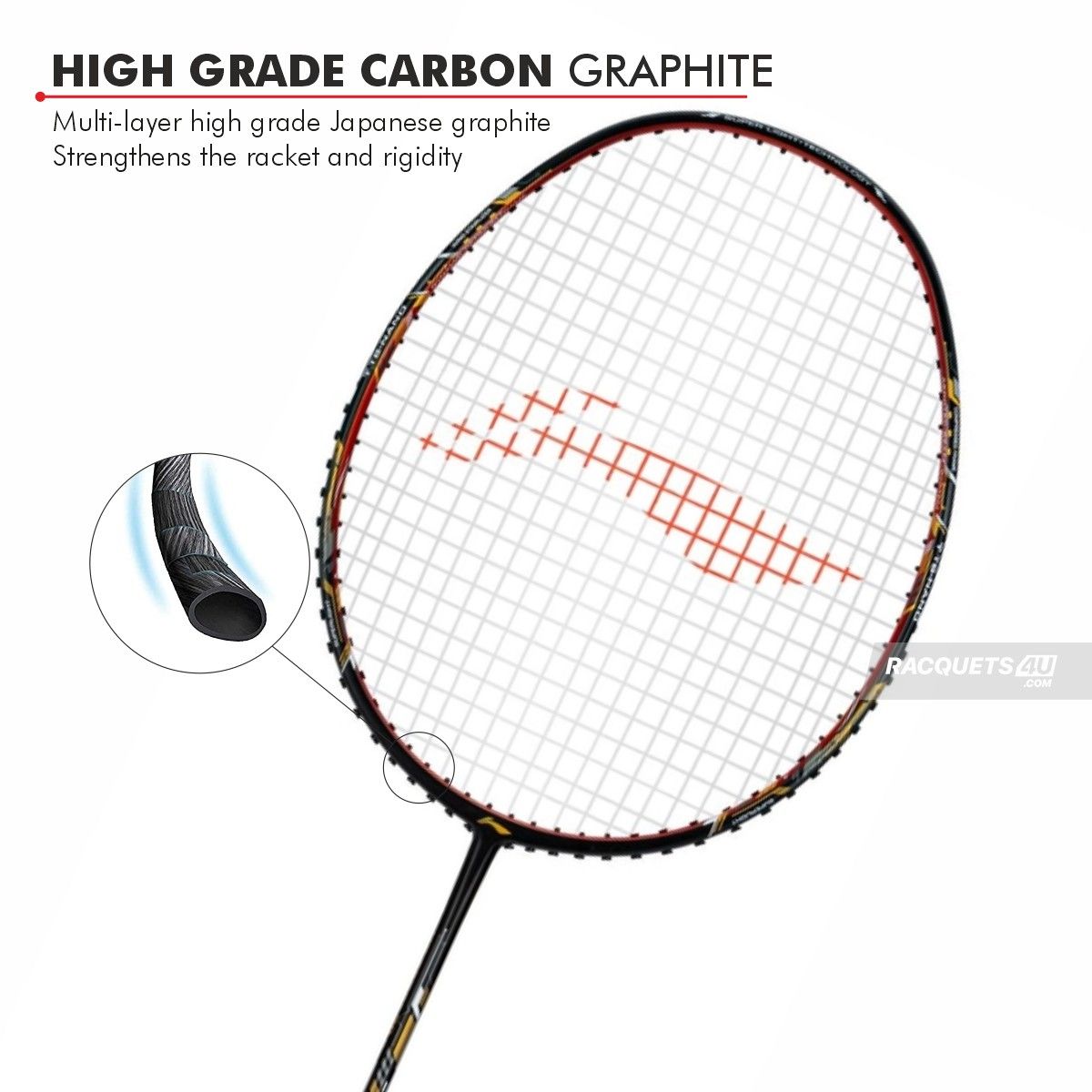 Li-Ning Air Force 78 G3 Badminton Racket Prestrung (Black/Orange Red/Gold) by Li-Ning - packaging view - TopCricketStore
