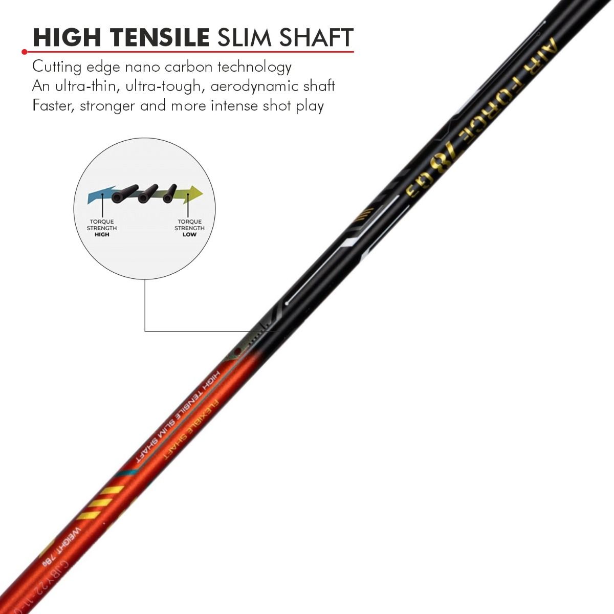 Li-Ning Air Force 78 G3 Badminton Racket Prestrung (Black/Orange Red/Gold) by Li-Ning - view 8 - TopCricketStore