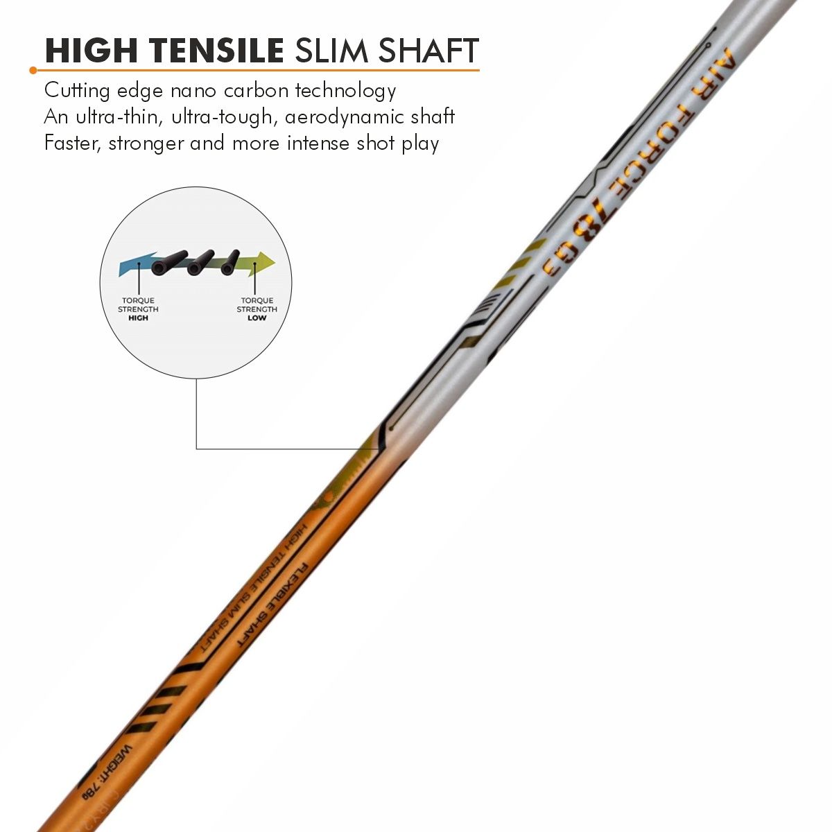 Li-Ning Air Force 78 G3 Badminton Racket Prestrung (White/Light Orange/Black) by Li-Ning - view 8 - TopCricketStore