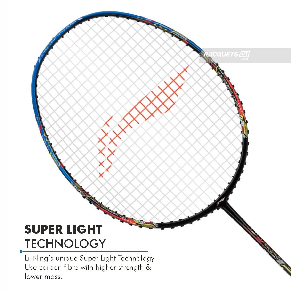 Li-Ning Air Force 79 G3 Badminton Racket Prestrung (Black/Blue/Red) by Li-Ning - close-up detail - TopCricketStore