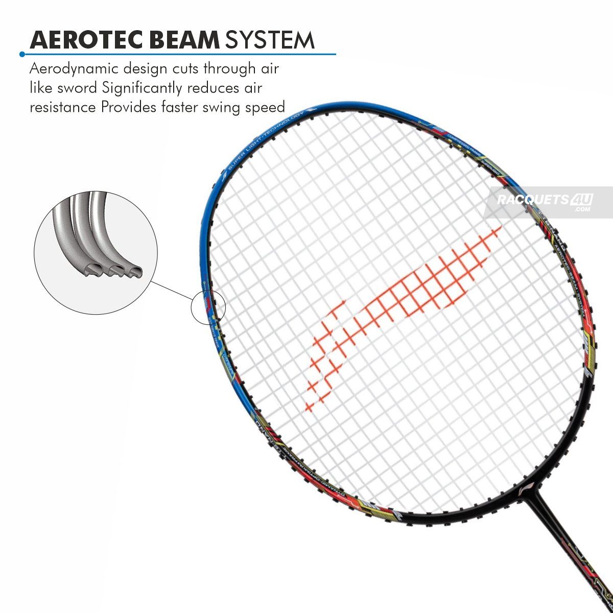 Li-Ning Air Force 79 G3 Badminton Racket Prestrung (Black/Blue/Red) by Li-Ning - in-use view - TopCricketStore