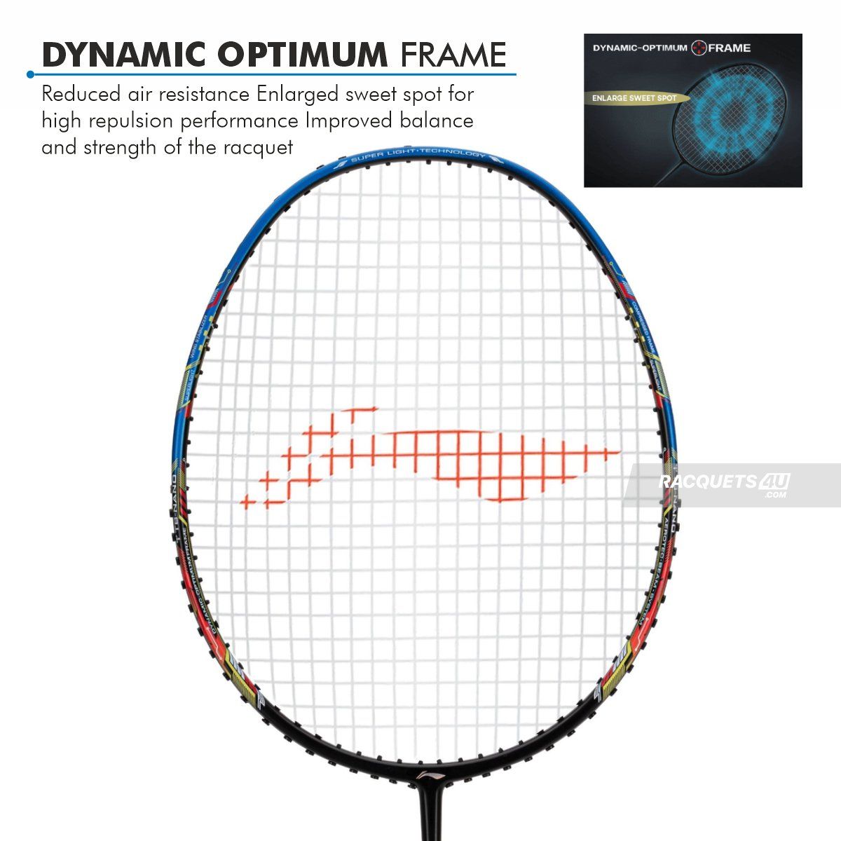 Li-Ning Air Force 79 G3 Badminton Racket Prestrung (Black/Blue/Red) by Li-Ning - back view - TopCricketStore