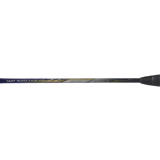 Li-Ning Windstorm 72 Navy/Black/Silver Badminton Racket Prestrung by Li-Ning - in-use view - TopCricketStore