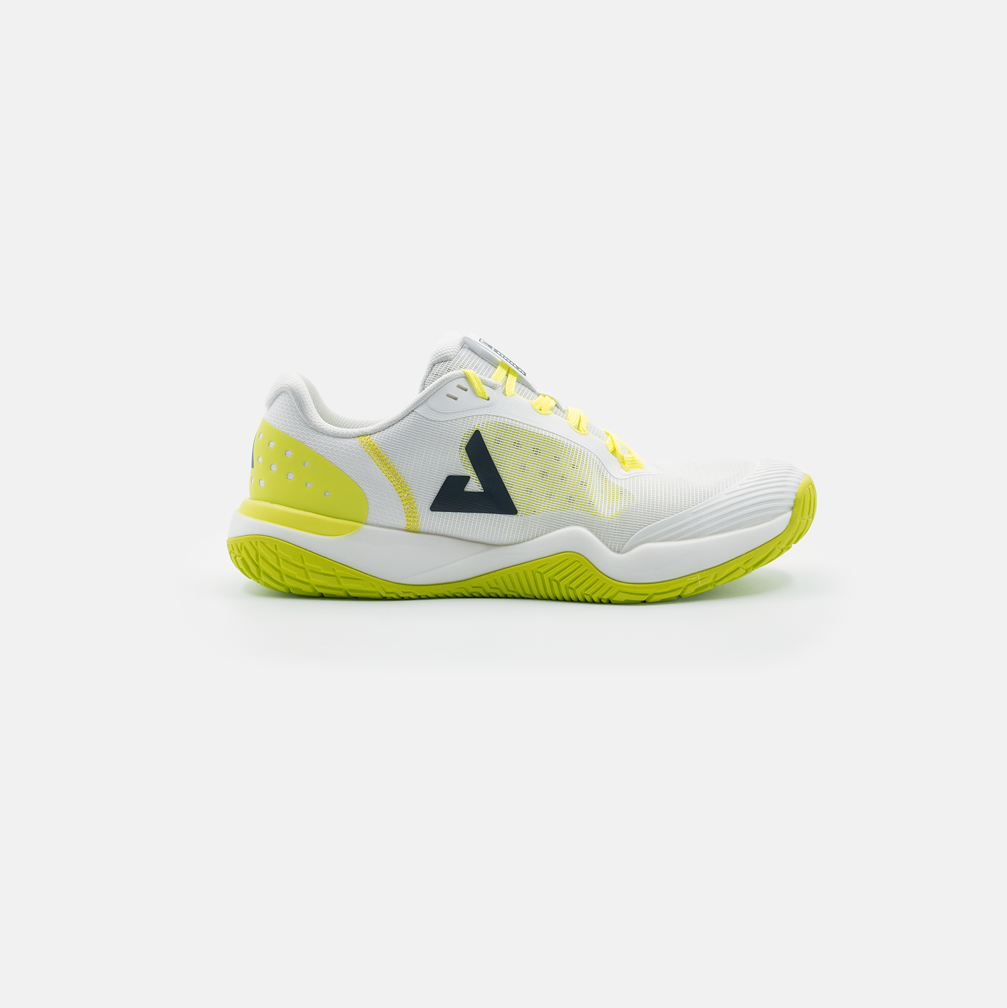 JOOLA Men's FUNKSH1n_PB R4LLy Pickleball Shoe in White/Black-Pickleball Green - side profile view