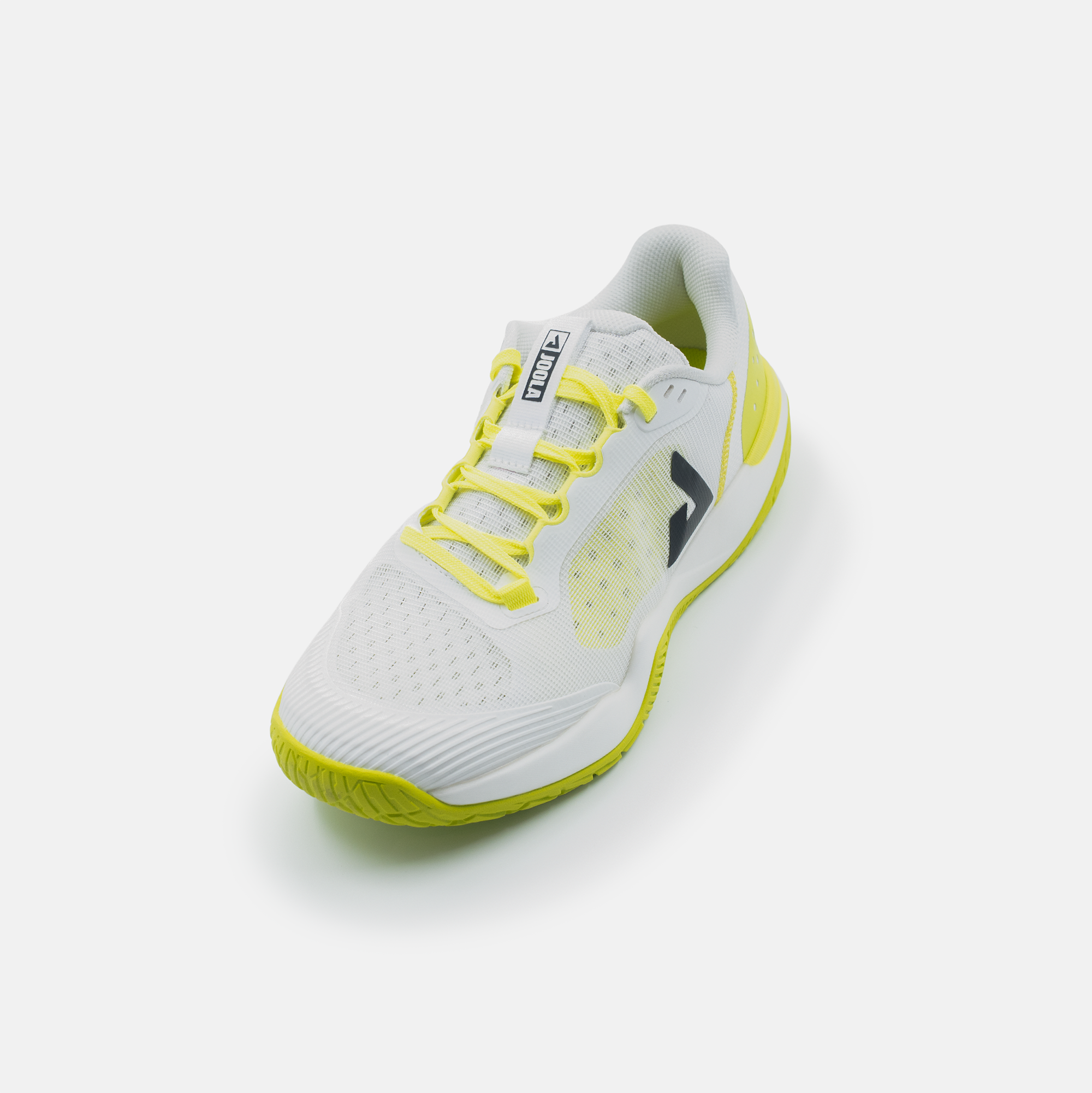JOOLA Men's FUNKSH1n_PB R4LLy Pickleball Shoe in White/Black-Pickleball Green - three-quarter angled view