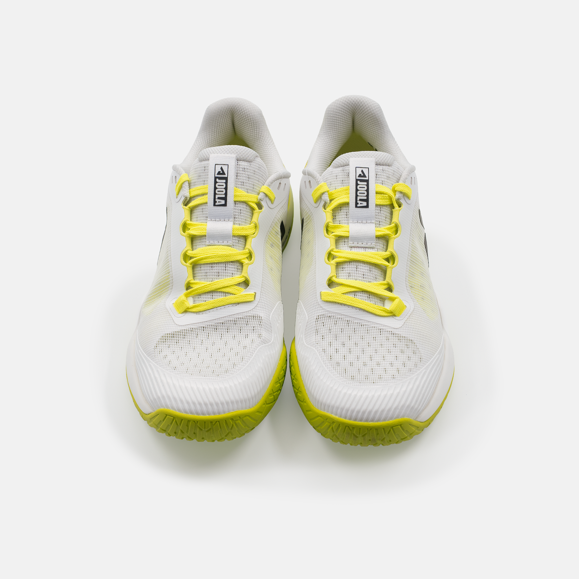 JOOLA Men's FUNKSH1n_PB R4LLy Pickleball Shoe in White/Black-Pickleball Green - top view of pair