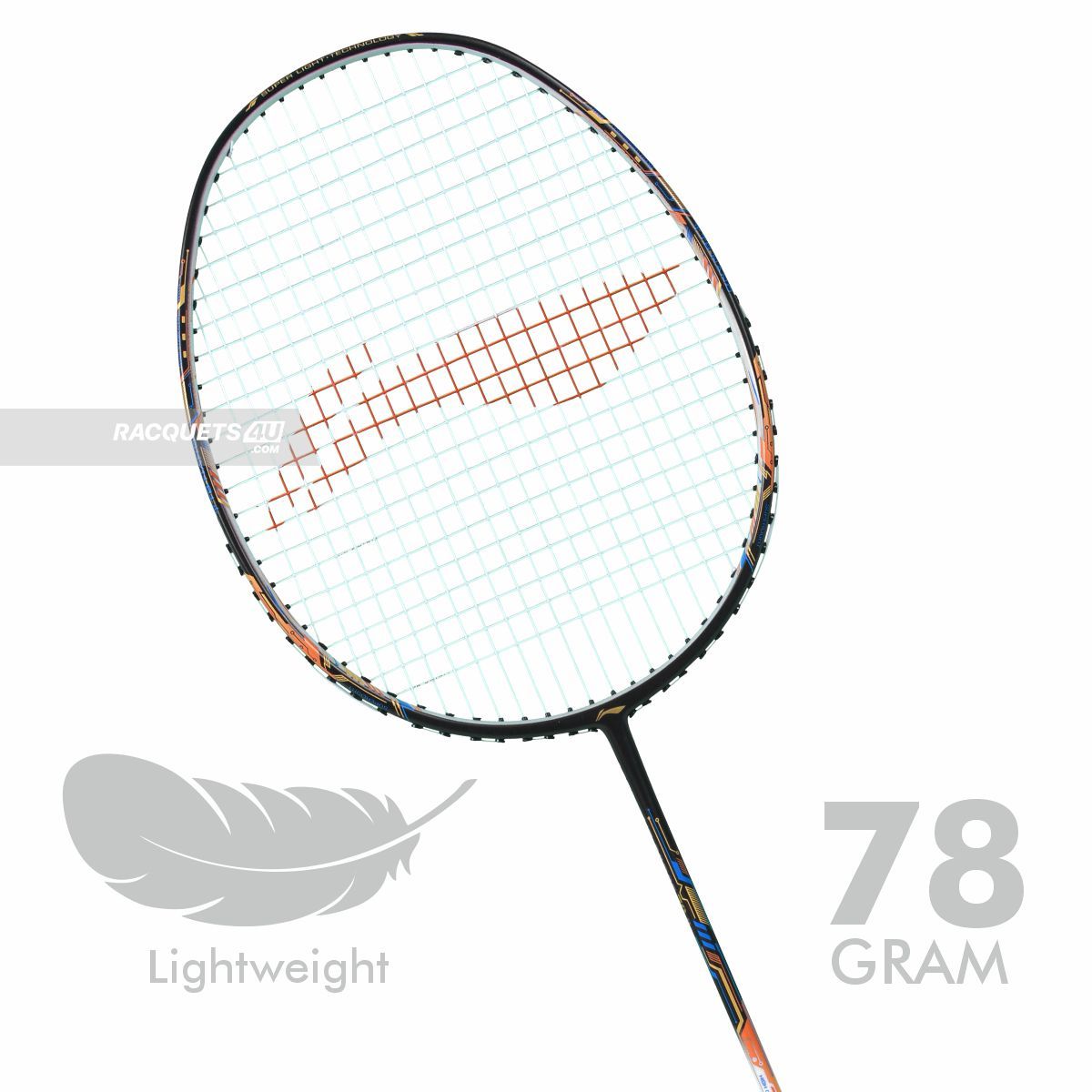 Li-Ning Air Force 78 G3 Badminton Racket Prestrung (Merlot/White/Amber) by Li-Ning - back view - TopCricketStore