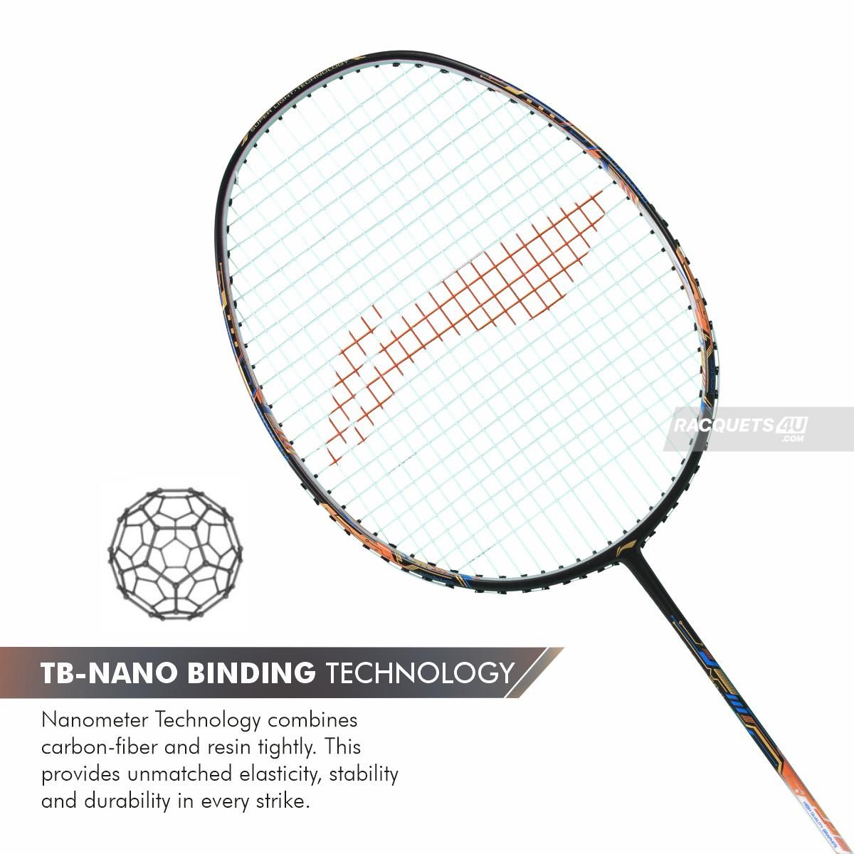 Li-Ning Air Force 78 G3 Badminton Racket Prestrung (Merlot/White/Amber) by Li-Ning - close-up detail - TopCricketStore