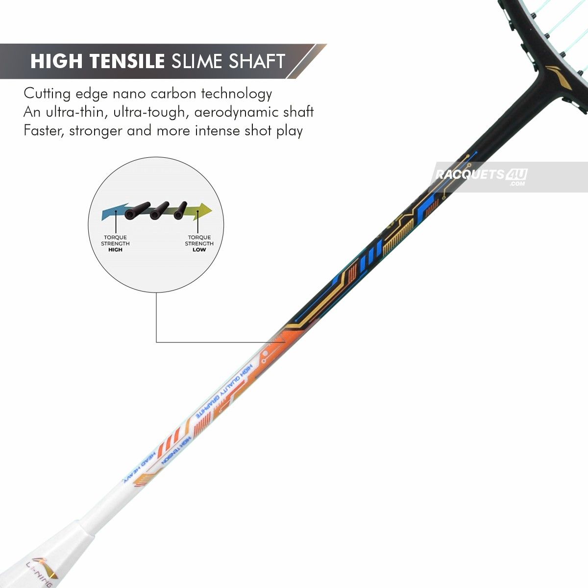 Li-Ning Air Force 78 G3 Badminton Racket Prestrung (Merlot/White/Amber) by Li-Ning - in-use view - TopCricketStore