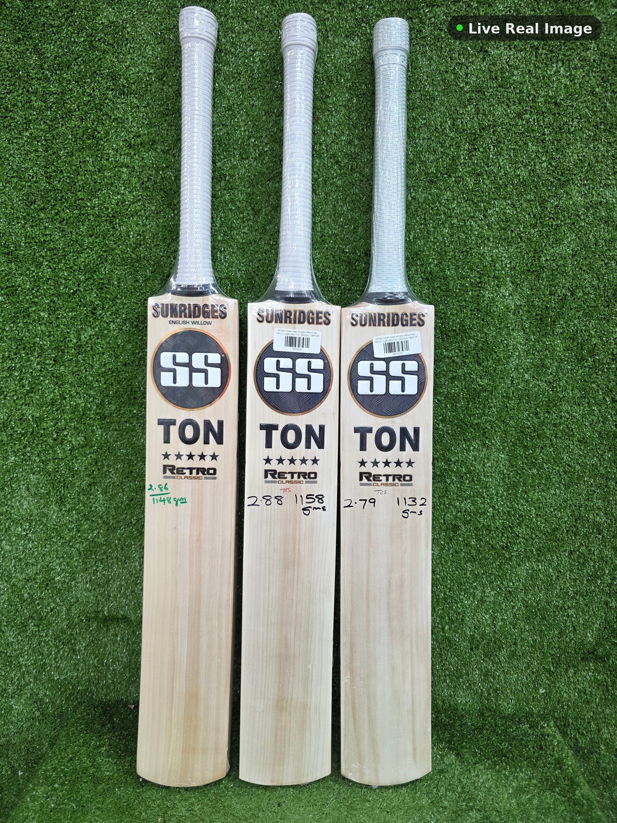 SS Retro Classic Grade 2 English Willow Cricket Ba — Live Real Image