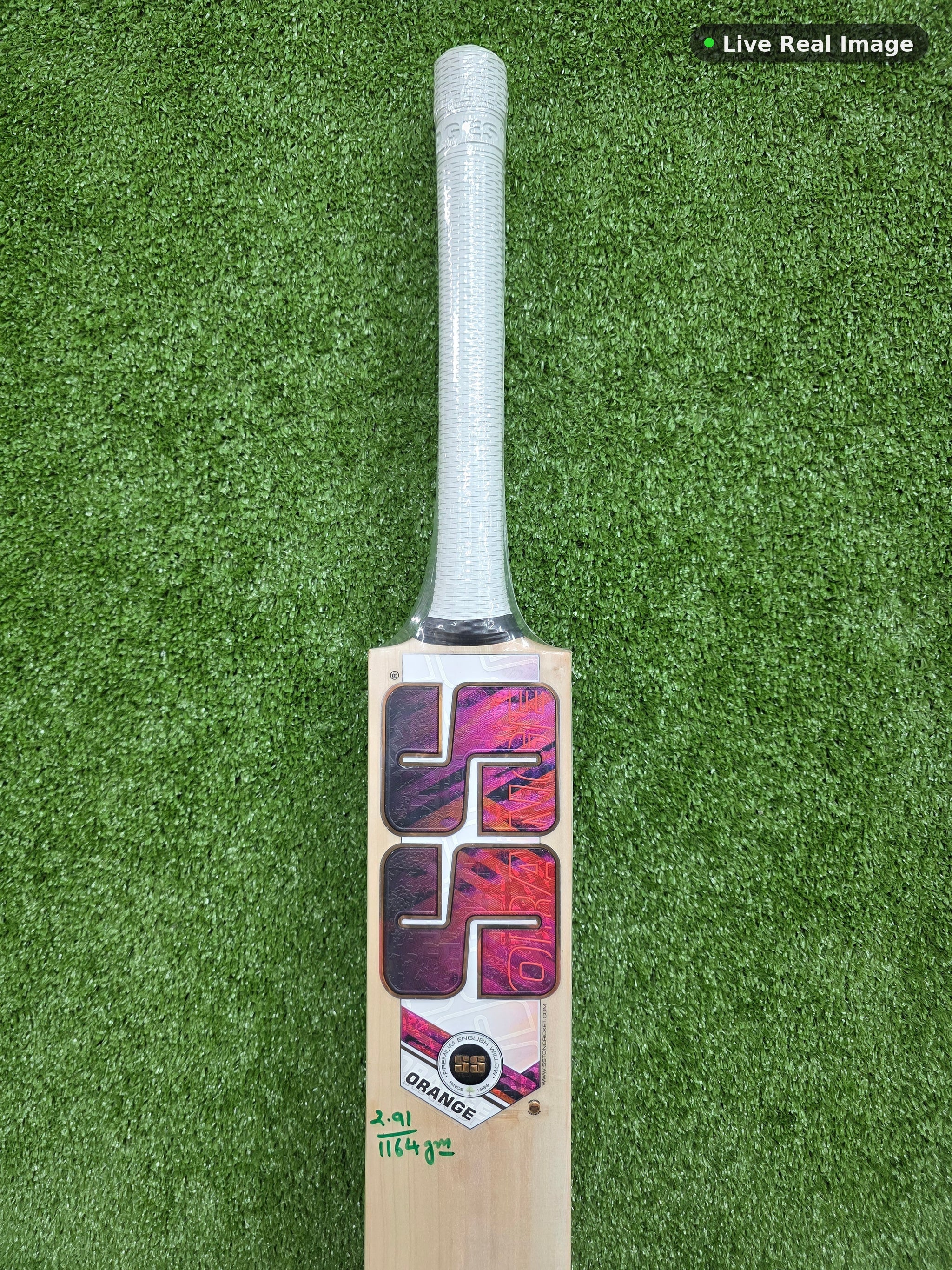 SS Orange English Willow Cricket Bat — Live Real Image