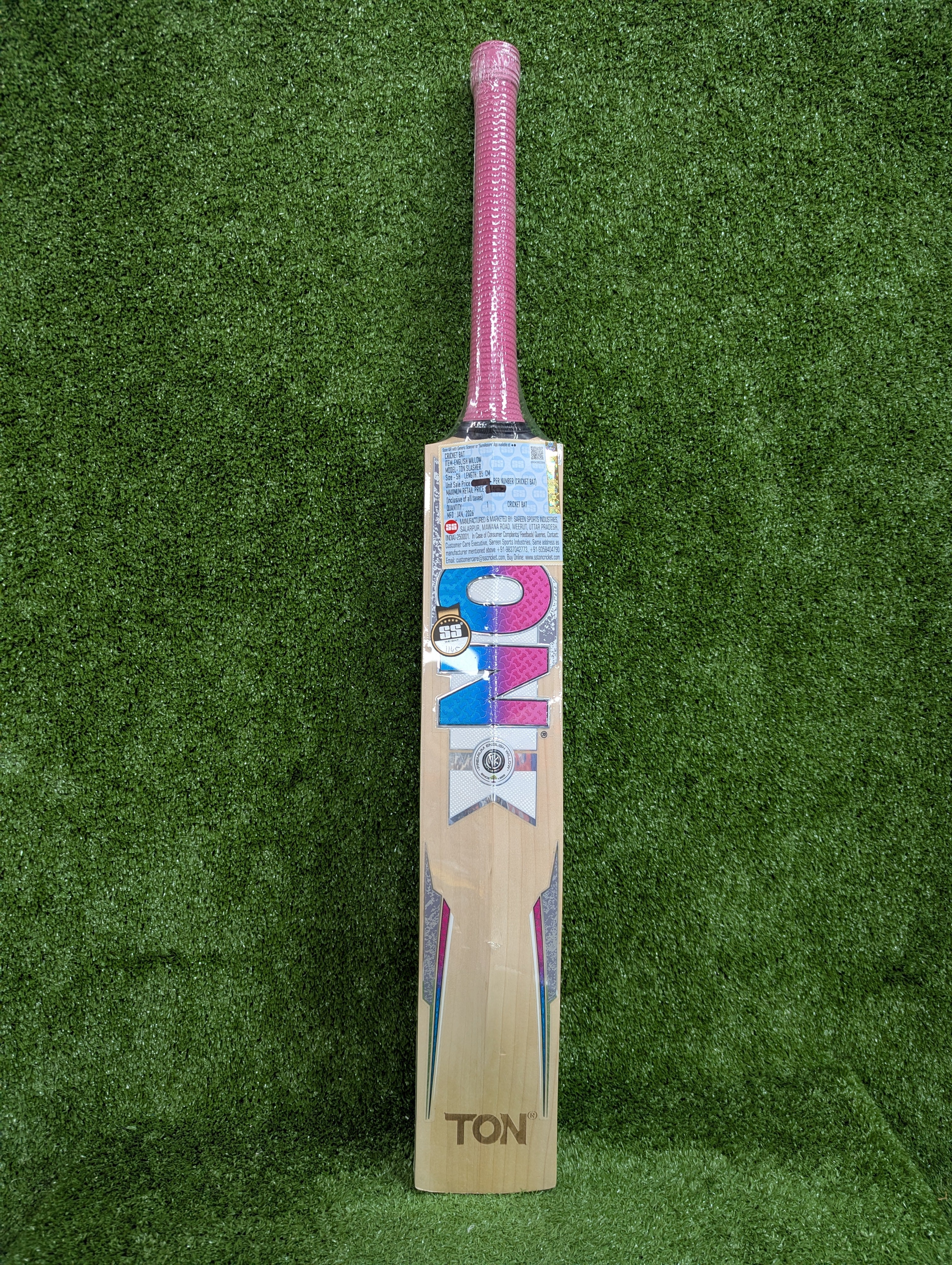 SS Ton Slasher English Willow Cricket Bat Short Handle by SS - packaging view - TopCricketStore