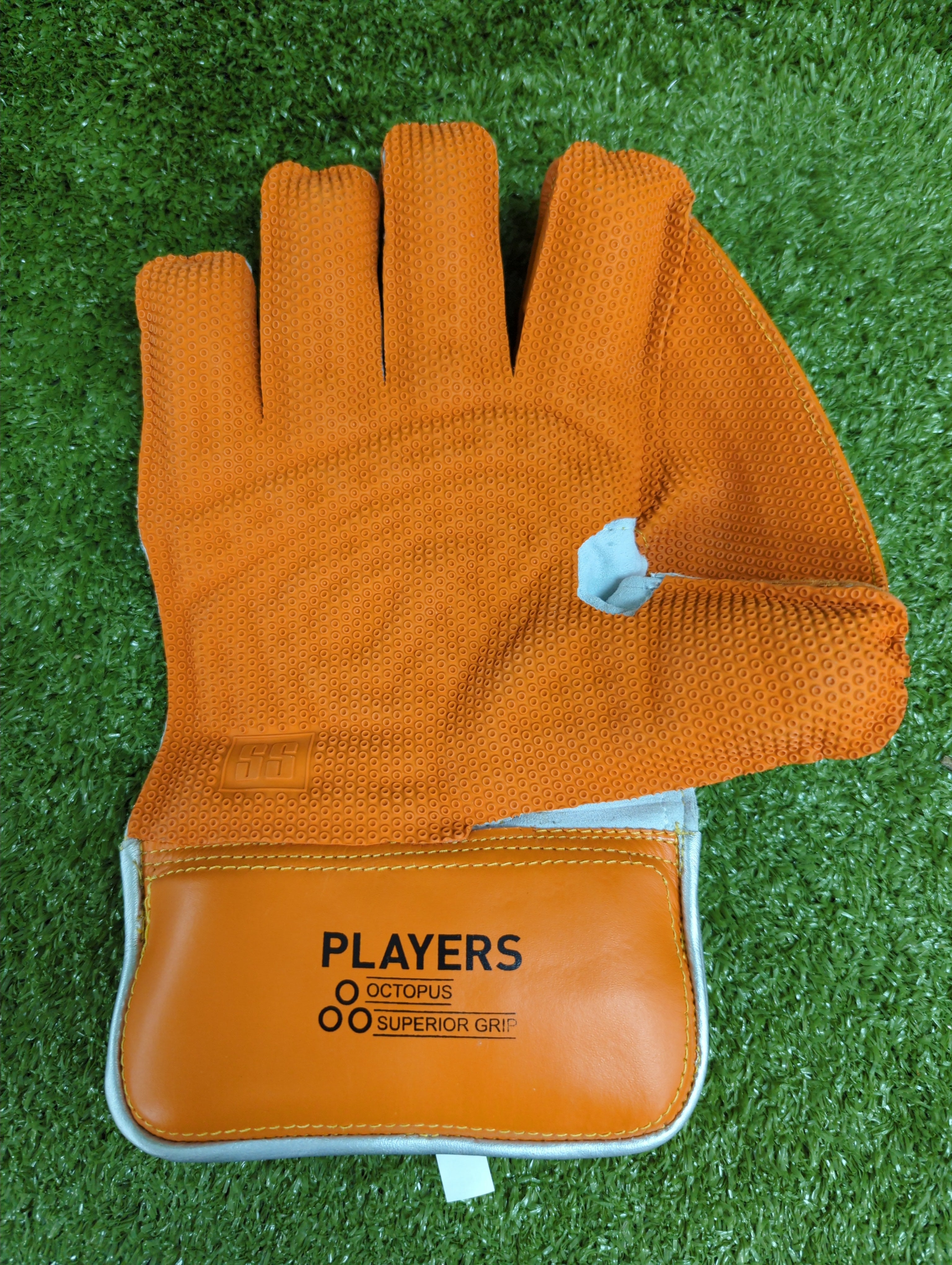 SS MSD (Mahendra Singh Dhoni)Players Cricket Wicket Keeping Gloves (Orange)