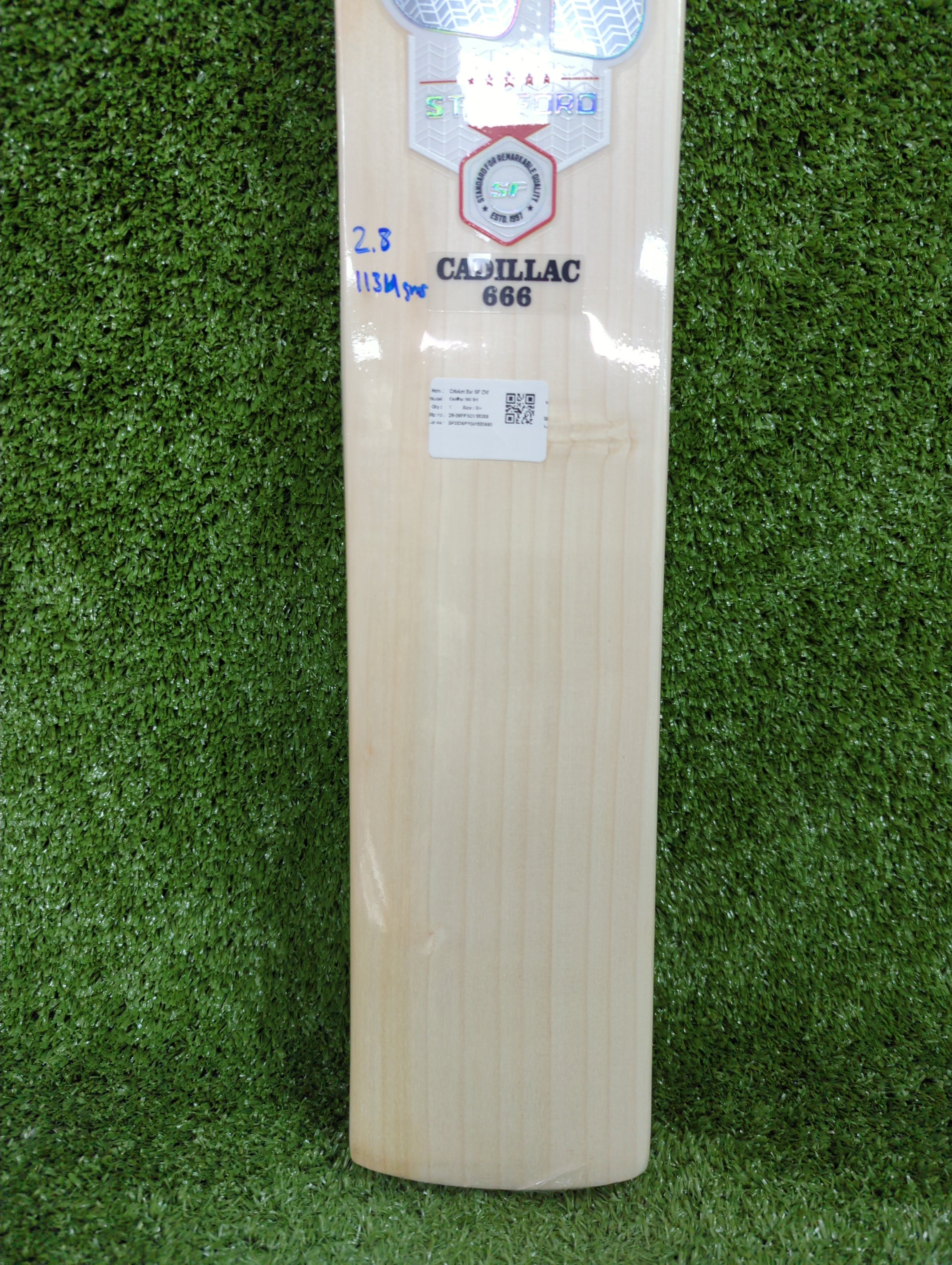 SF Cadillac 666 English Willow Cricket Bat - side view - TopCricketStore