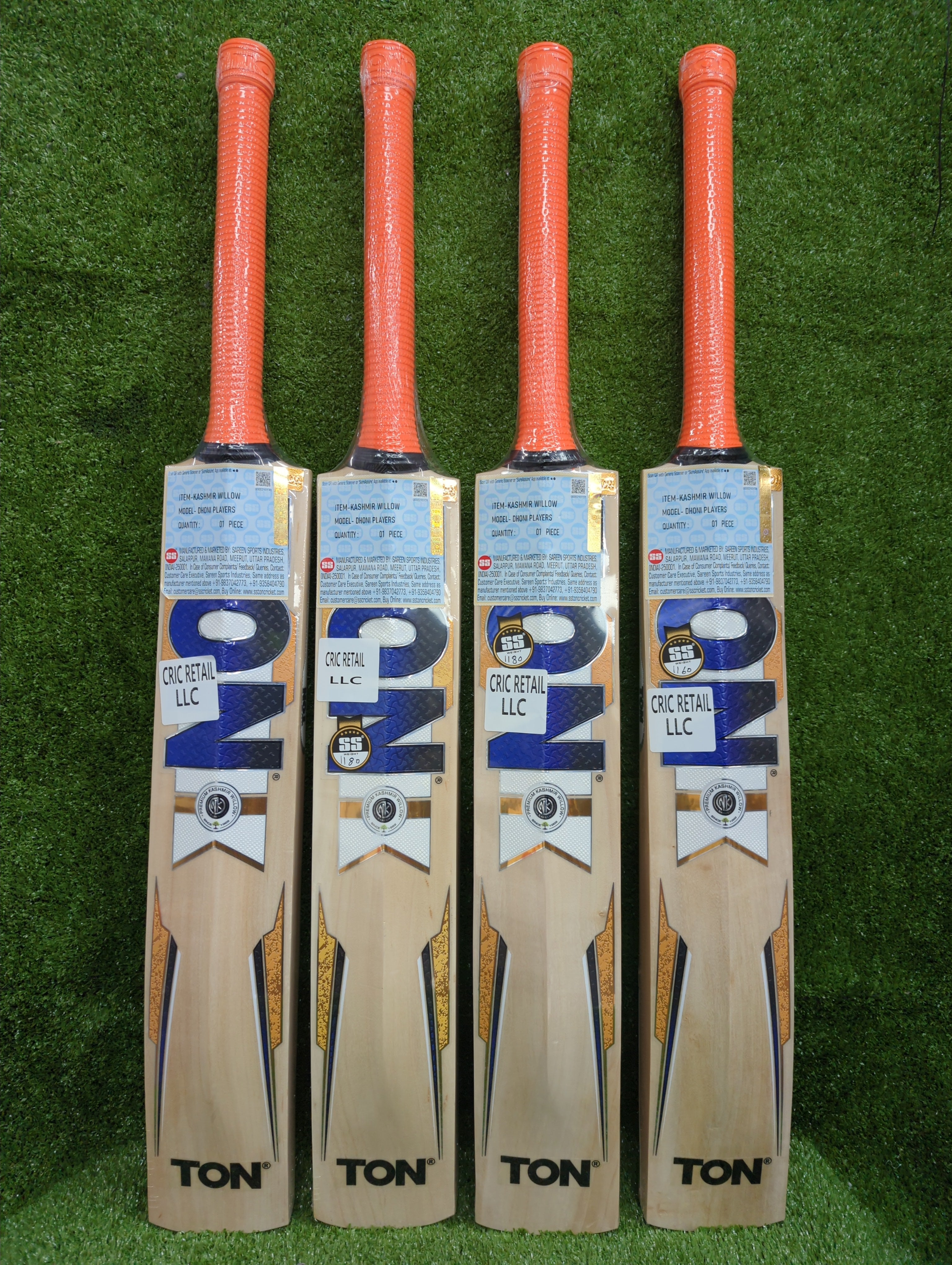 SS TON Dhoni Players Premium Kashmir Willow Cricket Bat by SS - back view - TopCricketStore