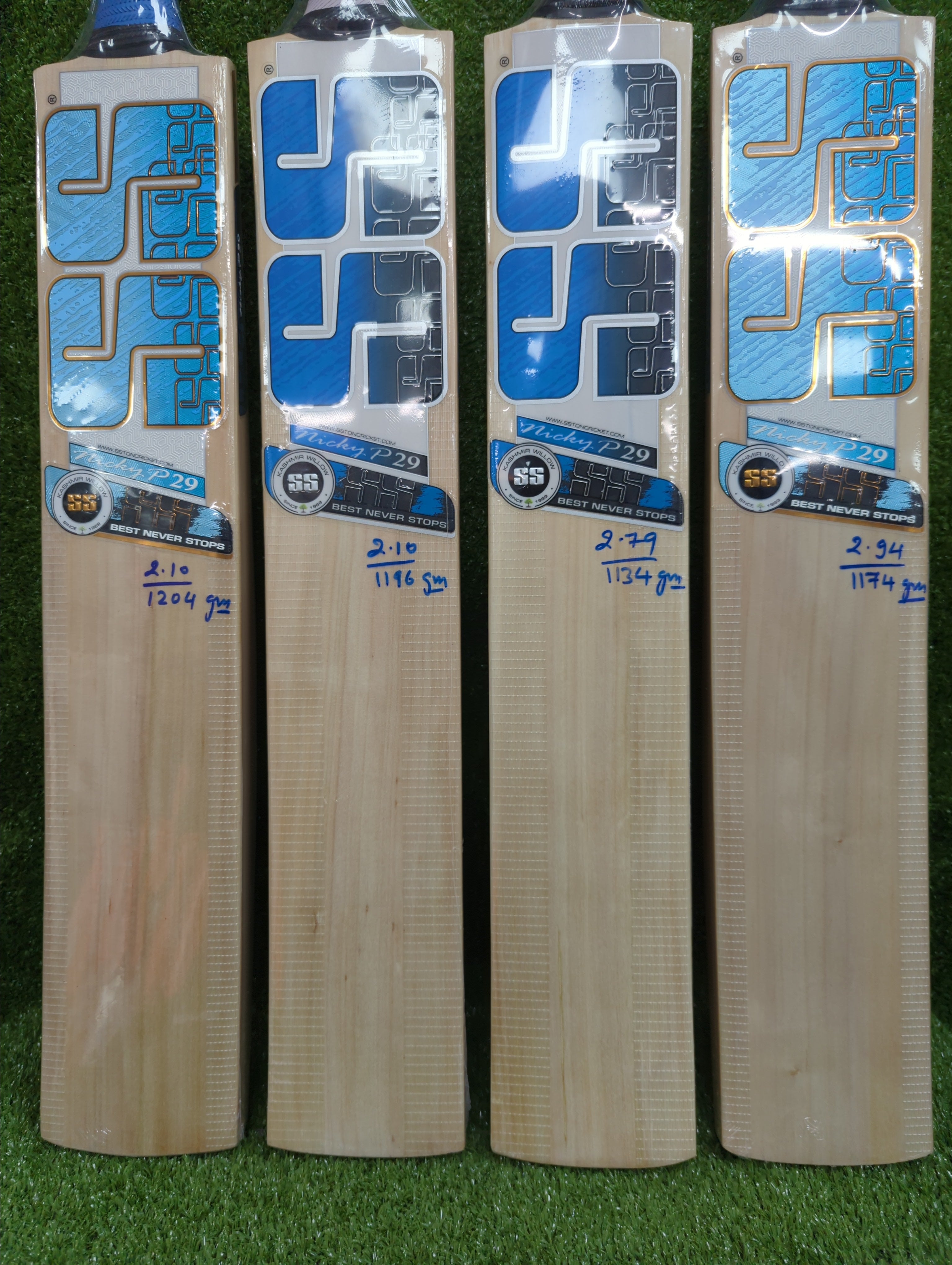 SS Nicky P29 Kashmir Willow Bat - Short Handle by SS - close-up detail - TopCricketStore