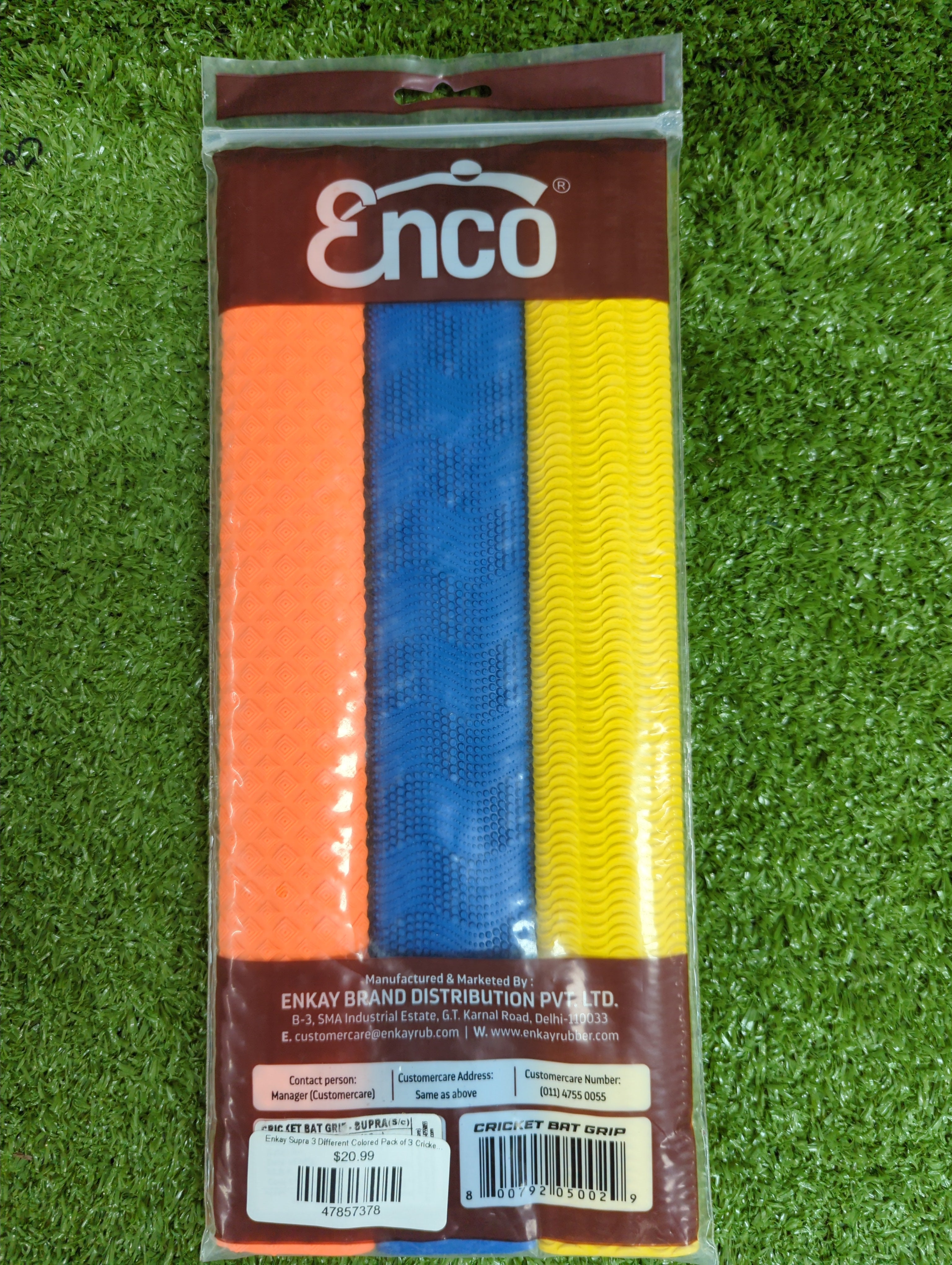 Enkay Supra 3 Different Colored Pack of 3 Cricket Grip