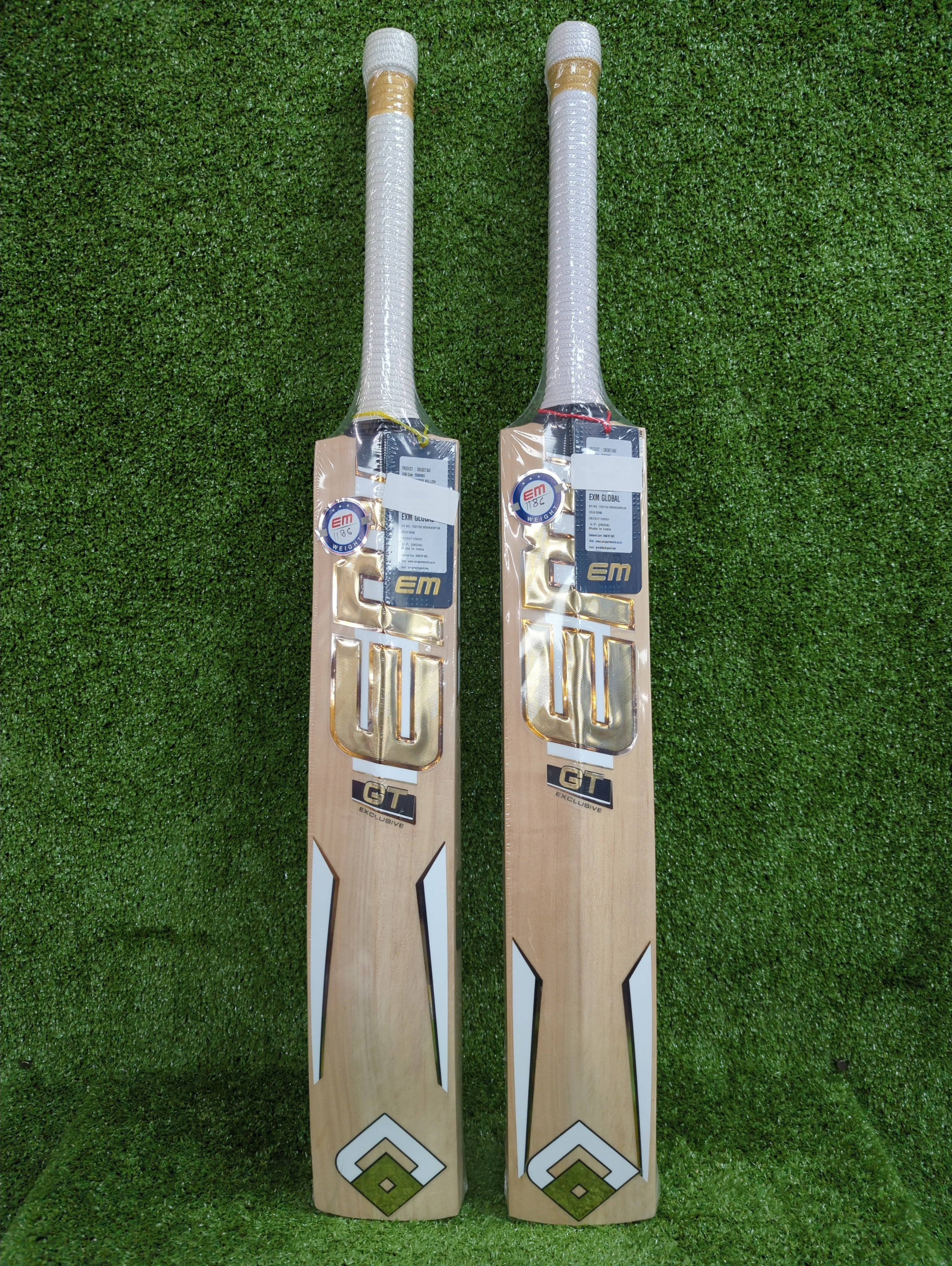EM GT Exclusive Elite Leather Ball Selected Willow Cricket Bat by EM - back view - TopCricketStore