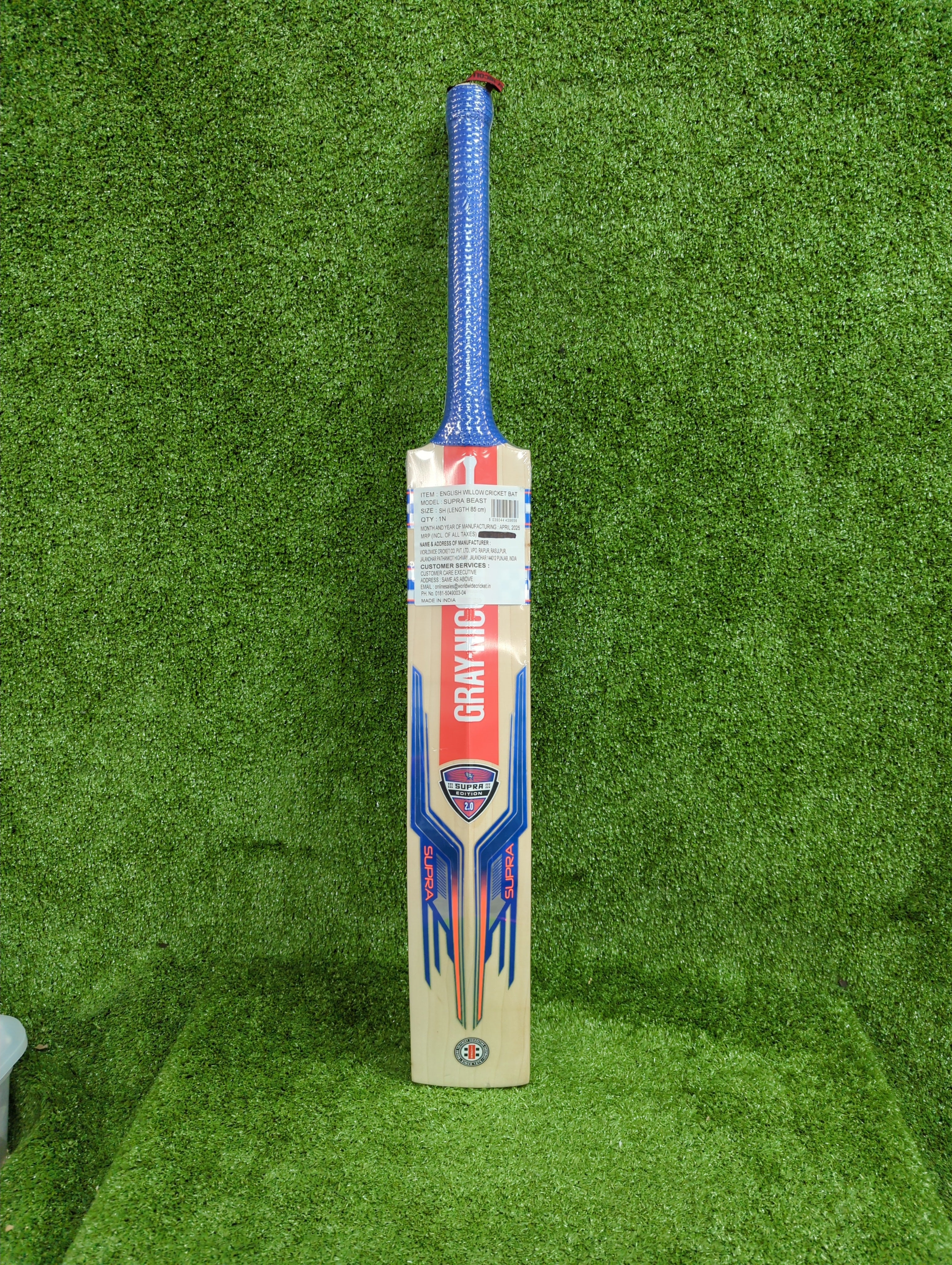 Gray-Nicolls Supra Beast 2.0 Edition English Willow Cricket Bat - Blue Sticker