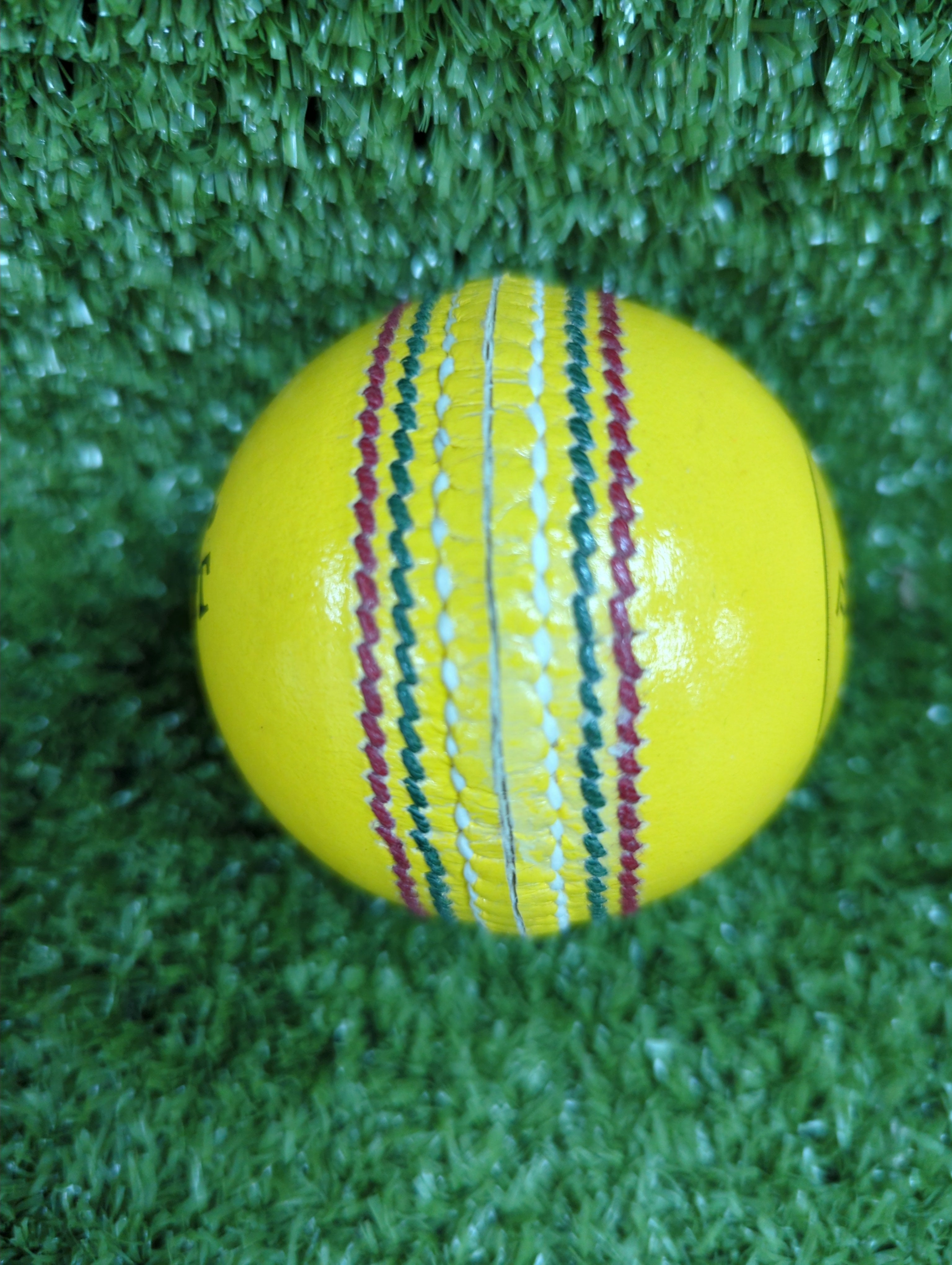 Raydn Yellow Indoor Premium Cricket Leather Ball by Raydn - back view - TopCricketStore