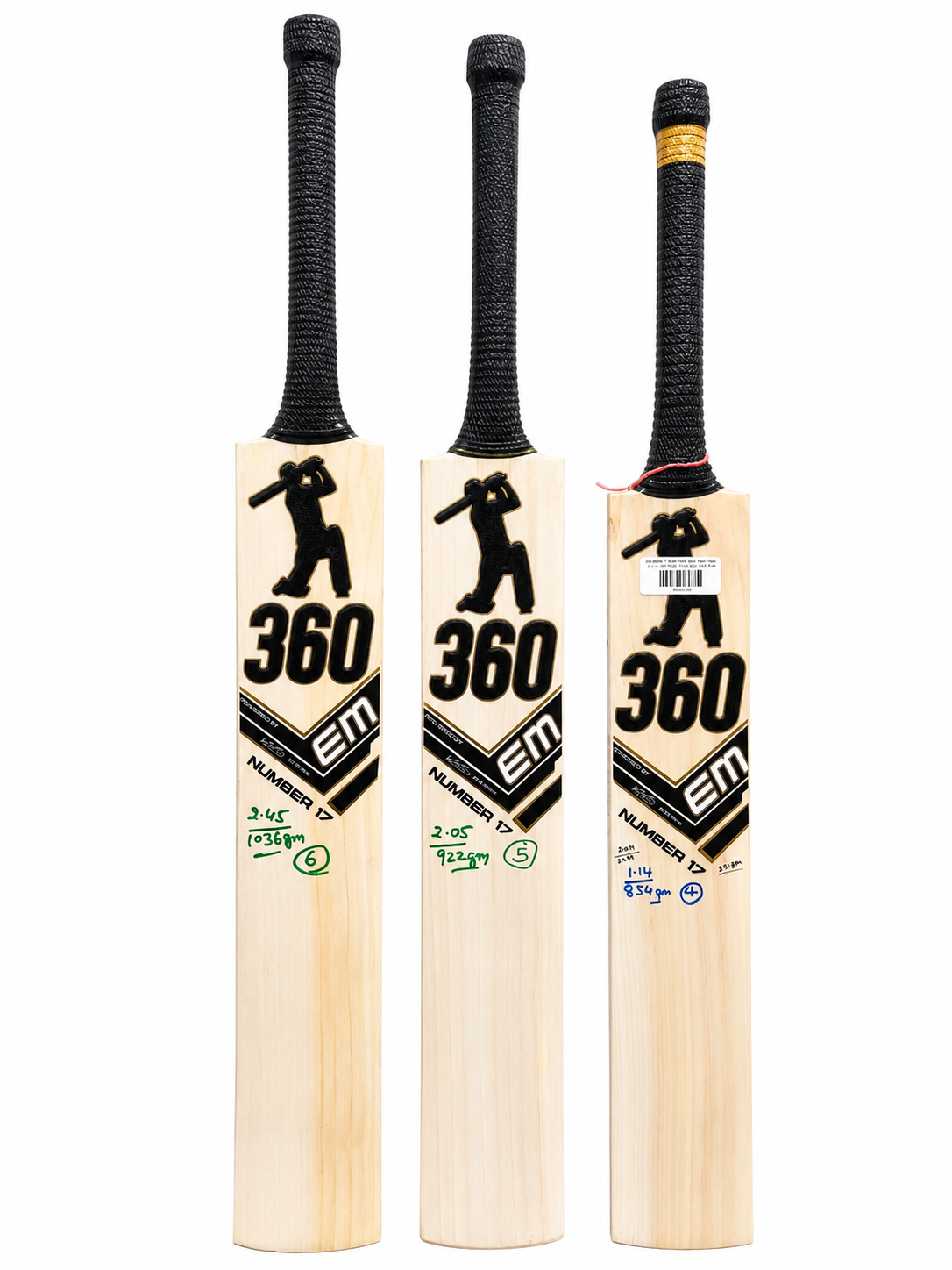 EM 360 No. 17 AB de Villiers Junior Youth English Willow Cricket Bat EM