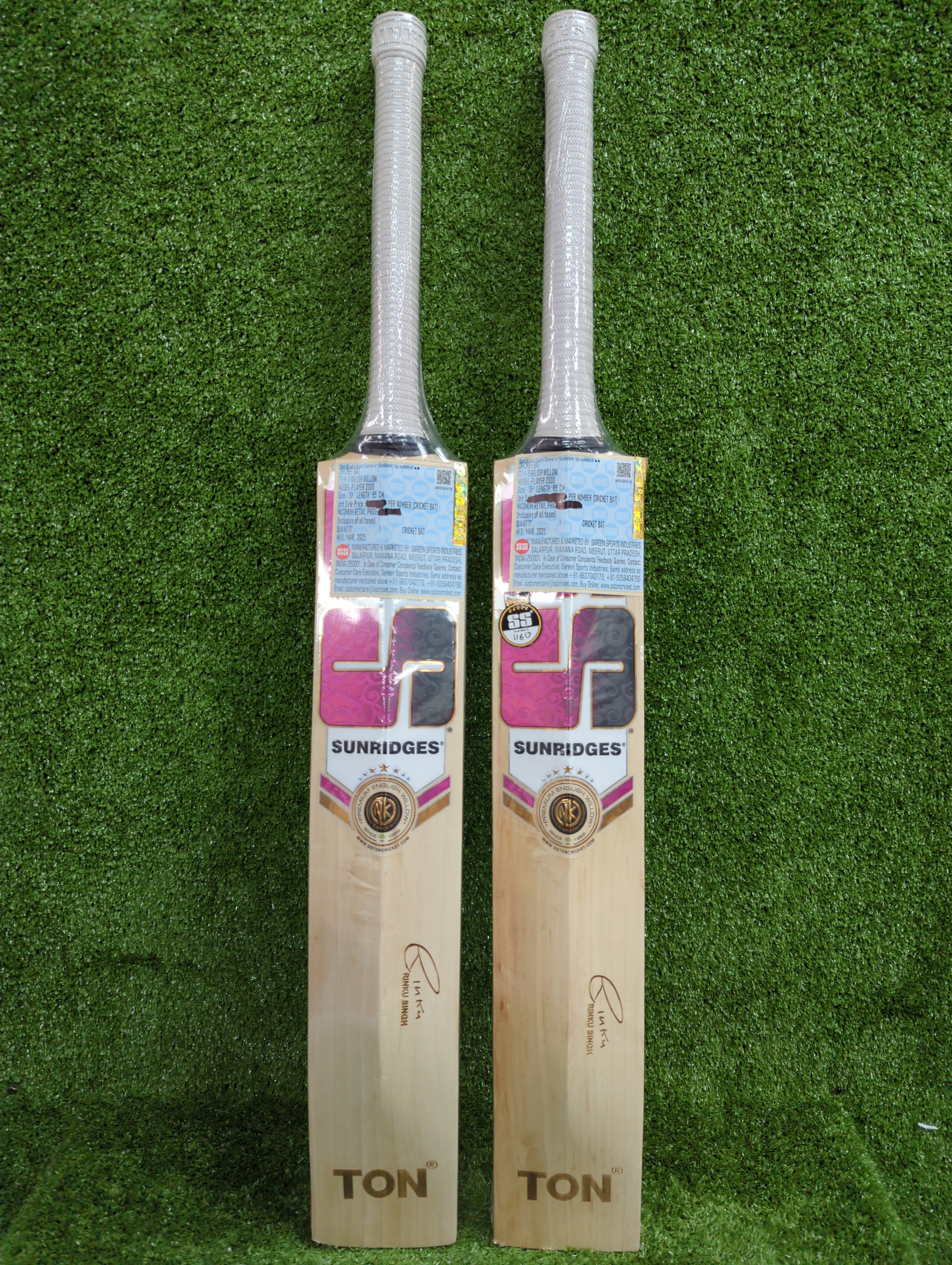 SS Player 2000 English Willow Cricket Bat (Pink Sticker) - Rinku Singh