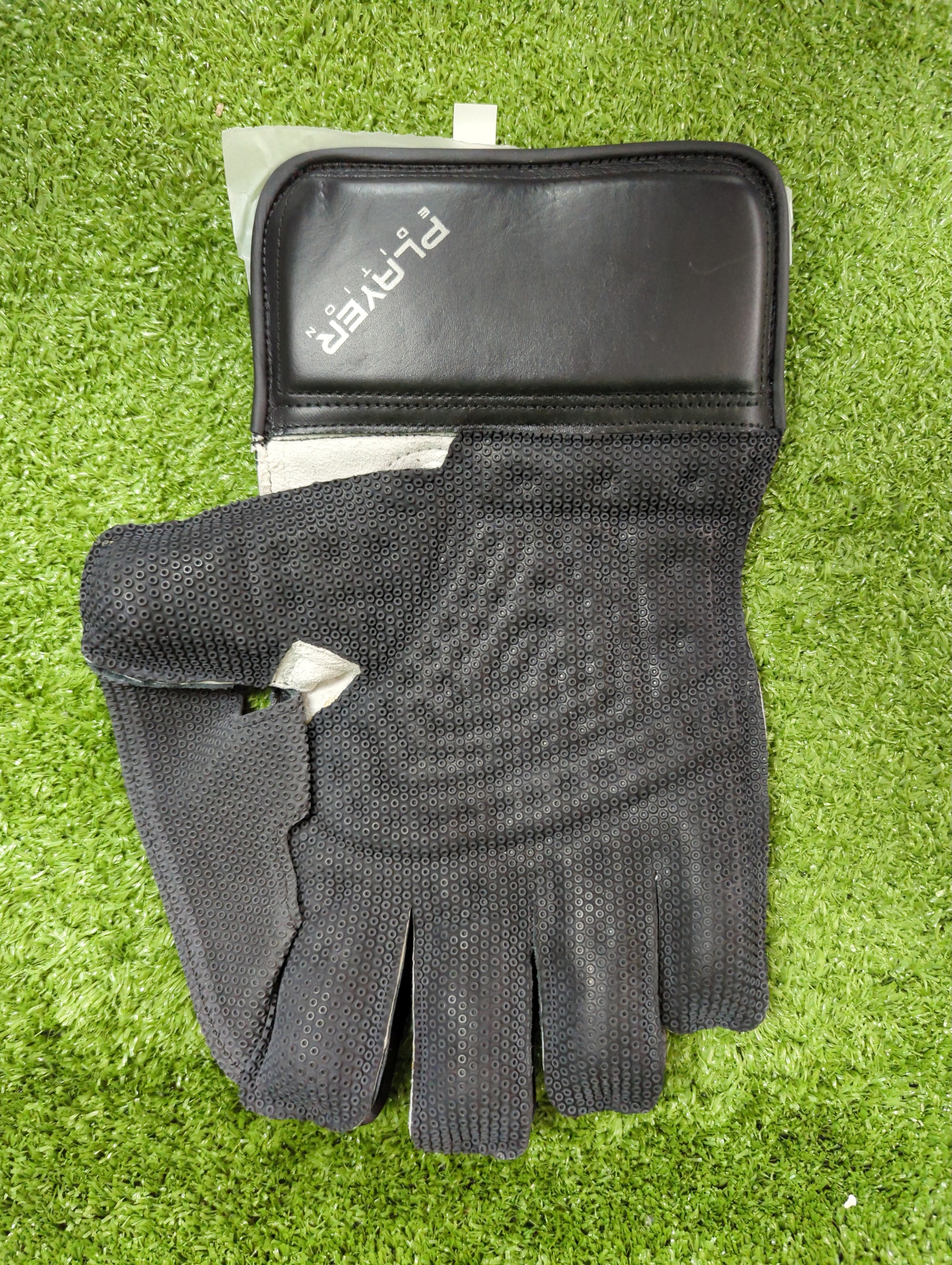 EM MSD Dhoni Adult Cricket Wicket Keeping Gloves - Black/Camo Green