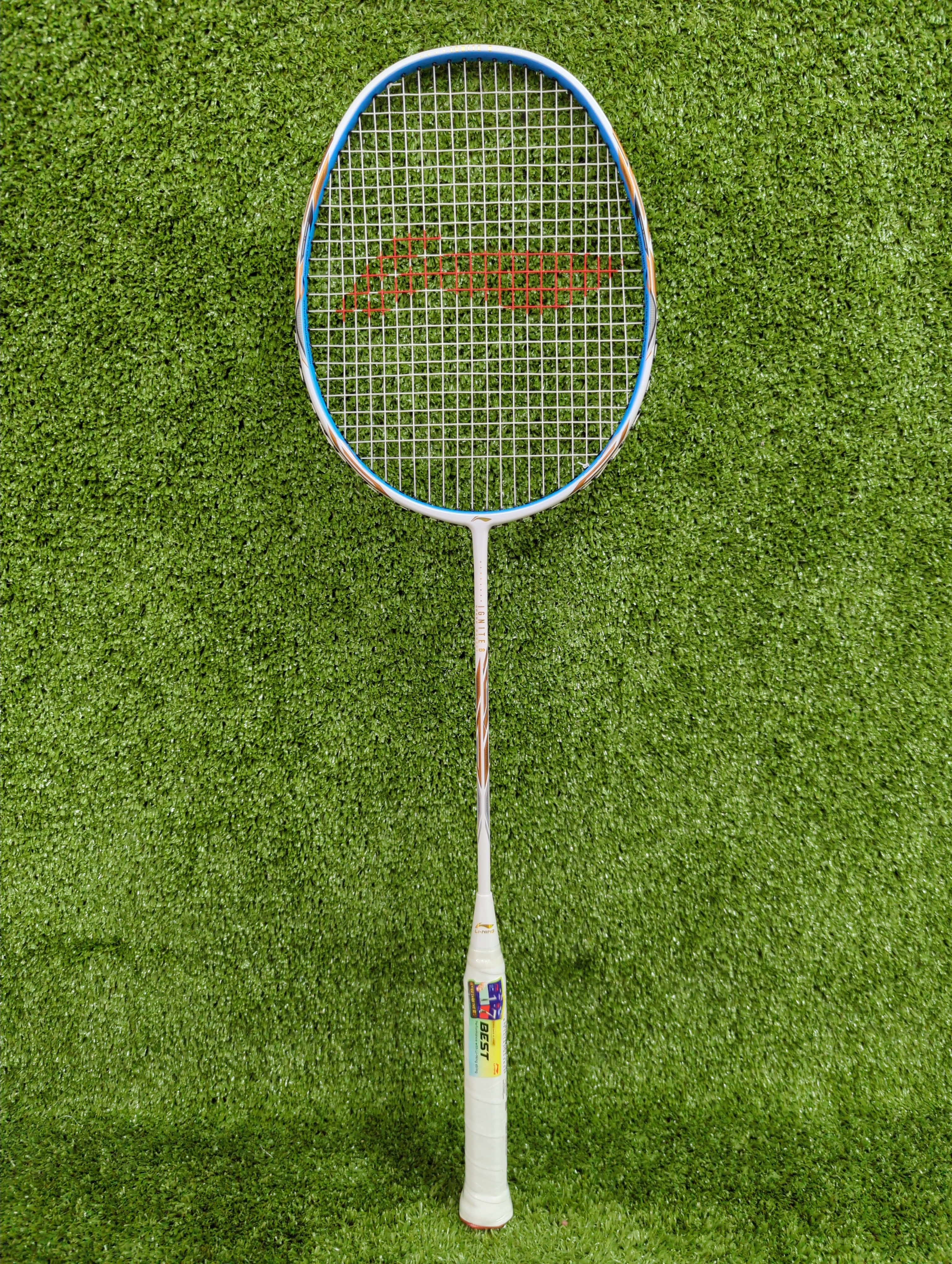 Li-Ning Ignite 8 Pearl White / Blue Badminton Racket by Li-Ning - alternate view 8 - TopCricketStore